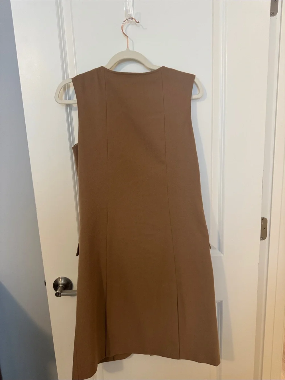 Merona Long Sleeveless Open Vest in Camel Brown